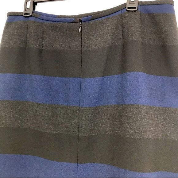 Tahari Blue Gray Black Horizontal Stripe Career Pencil Skirt - Picture 7 of 13